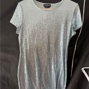 Bebe Sparkling Silver Sequin Dress